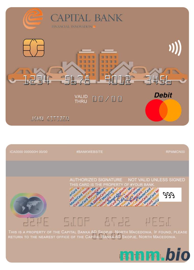 North Macedonia Capital Banka AD Skopje przykład karty mastercard w formacie PSD